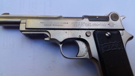 Vendo pistola Star Sidicalista cromada calibre 9mm corto Inutilizada por fresado en recamara certificado 01