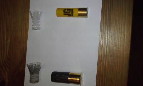 Se han usado tres escopetas, las 3 paralelas. Para las distancias de 8 y 15m, con cañones cilindricos, 12