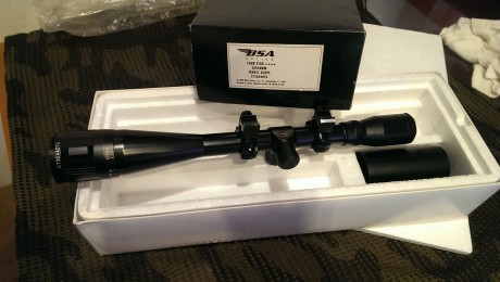 Vendo visor BSA de 36x40mm. Target Scope con monturas para carabina, para ben rech
solo montado 1 vez, 01