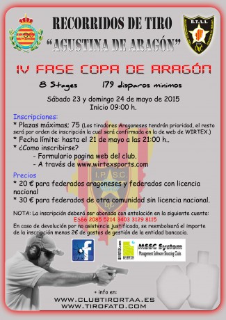 Aqui os dejamos el cartel de la IV Fase de la Copa de Aragón que se disputará en Mediana de Aragón (Zaragoza).

Inscipciones 00