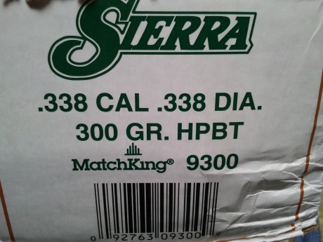 Vendo proyectiles SIERRA  MatchKing  calibre .338 de 300 grs , 500 unidades , 300 euros , a 0,60 unidad 01