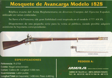 Hola, en una revista de los años 80, he visto este anuncio de ARDESA del fusil español 1828.
Supongo que 00