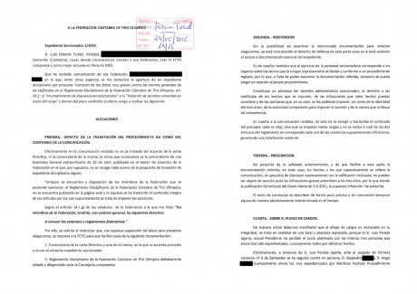 La demanda interpuesta por Luis Pereda Ugarte, presidente de la Federación Cántabra de Tiro Olímpico en 100