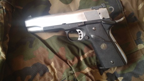Vendo Colt Gold Cup fabricada por Walther del .22 bicolor y guiada en F.
Tiene cambiados el martillo, 10