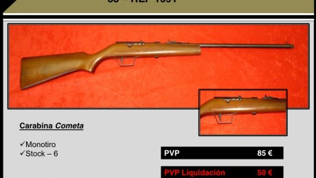 Alguien conoce la carabina monotiro cometa 22 lr de cerrojo de inercia?

Por mucho que busco no encuentro 20