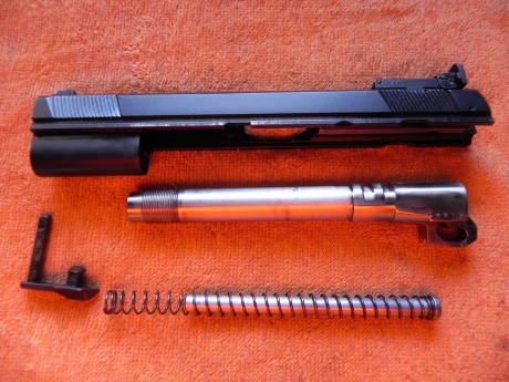 Hola.
Vendo pistola semiautomática TANFOGLIO, modelo¿P19?.Tiene cañón roscado de 5,5 pulgadas,contrapeso,alza 01
