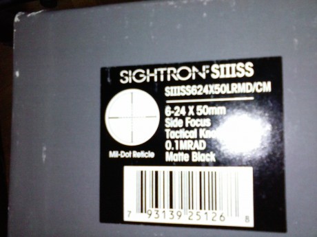 Visor Sightron SIII 6-24x50 (SIIISS624LRMD/CM) Reticula mil dot en segundo plano a 24X y clicks de 0,1 20