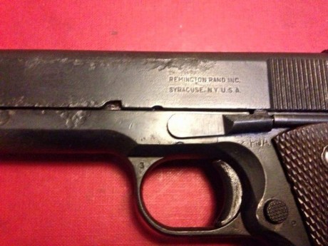 Pistola fabricada por remington en 1945 por el número de serie es de las ultimas que se fabricaron, tiene 01