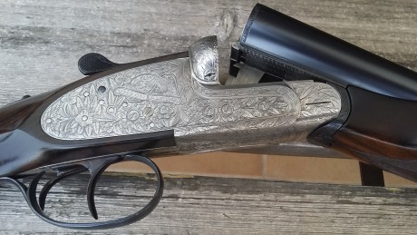 Espectacular escopeta paralela grulla 215. Culata pistolet y guardamanos cola castor. Pletinas desmontables 11