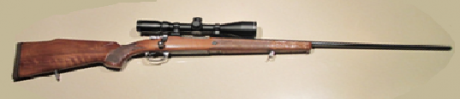 Rifle Santa Bárbara Model 1000, cerrojo calibre 270. Con monturas weyber desmontables. Visor BSA de corona 02