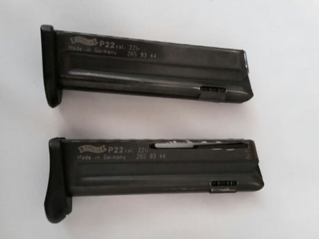 Practicamente nuevos, a la venta estos dos cargadores para la walther P22
El de base sobredimensionada 00