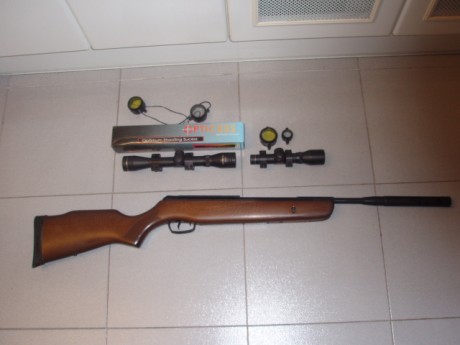 Hola
Veamos que tenemos aquí:
Una Gamo 890 calibre 4,5 en perfecto estado de funcionamiento y a plena 11