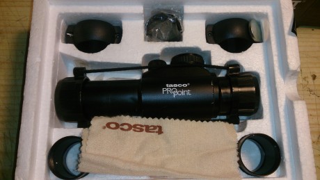 Vendo visor Tasco Propint 3 de 30mm, con accesorios y monturas de anilla para weaver picantiny.

Usado 00