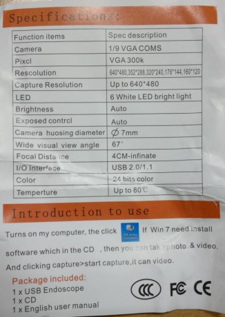 Buenas tardes:

Se vende minicámara  con cable alargador de 5 metros y conexión usb para ordenador, el 10