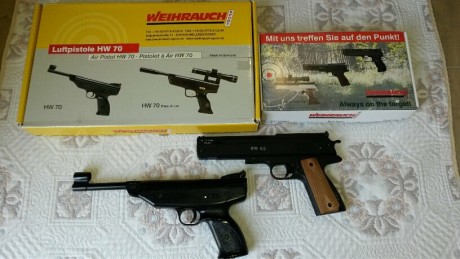 Vendo de manera indivisible un conjunto formado por 2 pistolas Weihrauch. Se trata de una hw 70 calibre 01