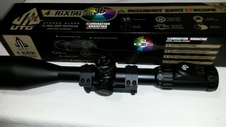 Vendo visor Utg-Leapers 4-16x56 en óptimo estado. Comprado el año pasado. Incluye monturas monopieza de 01