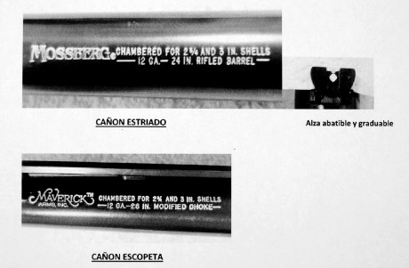  Vendo escopeta de corredera "Maverick" con dos cañones, uno liso (Maverick) y otro estriado 01