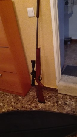 Vendo carabina de aire comprimido Cometa Fusión, del calibre 4.5, con un visor Leapers 3-9 x50 y con moderador 02