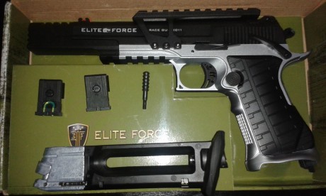 VENDO PISTOLA DE AIRSOFT  MARCA UMAREX, MODELO ELITE FORCE RACE GUN 2011. IDEAL PARA RECORRIDOS AIPSC. 00