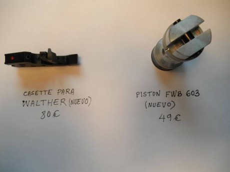  VENDO:
* CASETTE DISPARO "NUEVO" PARA PISTOLA WALTHER (MOD. ?):   40 €
* PISTON "FWB" 01