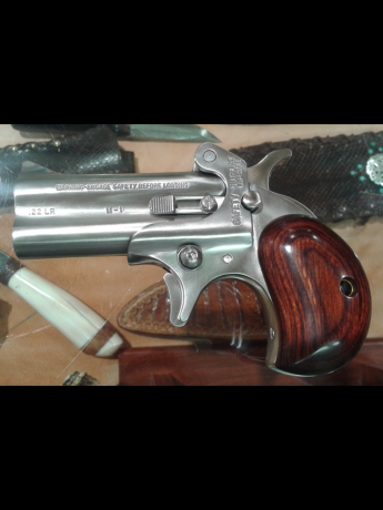 Vendo American Derringer del cal. 22lr en acero inox y cachas de madera esta manufacturada en waco Texas 00