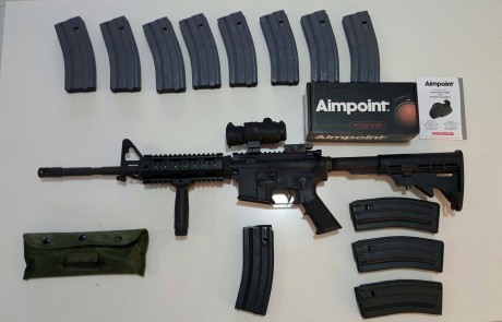 Vendo Ar15 cal 222 casi nuevo, 100 disparos. Lo vendo con Aimpoint CompML3 2MOA,Cargador limitado 3 cartuchos, 00