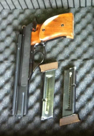 Vendo pistola tiro olímpico Astra TS 22; guiada  con licencia "F". 
Culatas nogal. Dos cargadores 00