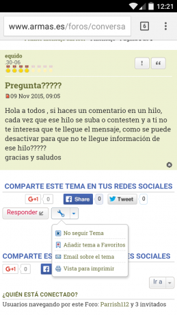 Hola a todos , si haces un comentario en un hilo, cada vez que ese hilo se suba o contesten y a ti no 10
