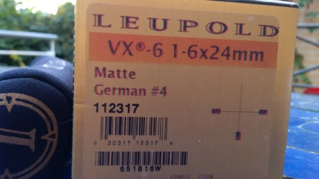 Hola a todos, vendo visor Leupold VX6 1-6x24 en perfecto estado. La retícula es la German 4. Comprado 10