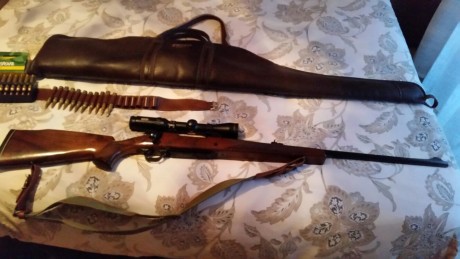 Se vende Rifle de caza BROWNING calibre 300 con mira telescópica TASCO TITAN (1. 5x6x42)  + canana + funda 02