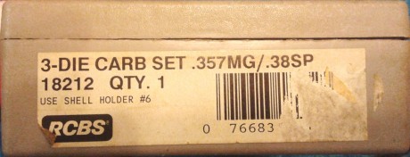 Vendo dies marca RCBS para los calibres 357 Magnum y 38 Spl. Los entrego tal y como vienen en la foto, 02