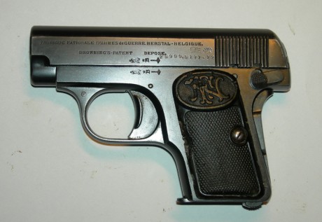 VENDO FN 1906 PARA LIBRO DE COLECCIONISTA   

Calibre 6,35 mm. Lleva marcajes austriacos que la fechan 01