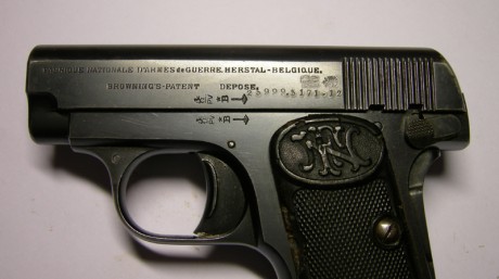 VENDO FN 1906 PARA LIBRO DE COLECCIONISTA   

Calibre 6,35 mm. Lleva marcajes austriacos que la fechan 12