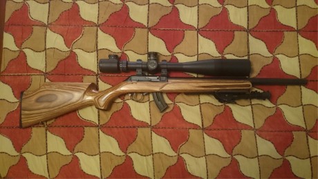Hola.
Cambio mi carabina Thompson R55 BenchMark de cañón Bull y madera laminada, espectacular en todo, 02