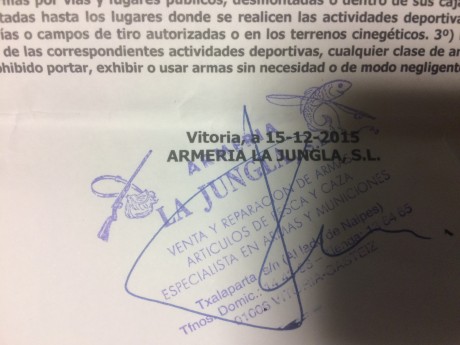 Vendo esta pistola comprada el 15/12/2015 en Armeria la Jungla como figura en el certificado
cal 4,5
3 01