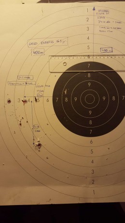 Os agradecería que me echarais una mano para interpretar una prueba balística que he hecho a 400m con 00