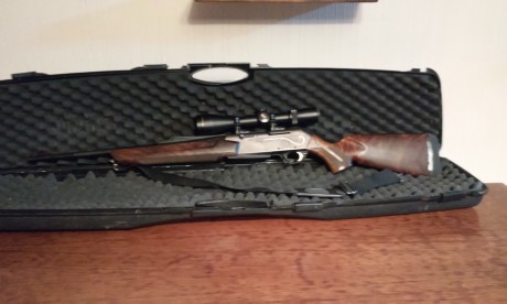Hola, vendo rifle semiautomático Browning 30-06 LongTrac para zurdo, visor Nikon Monarc 2,5-10x50 y monturas 02