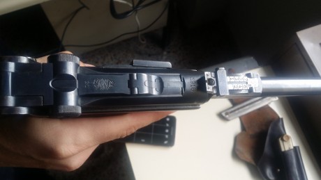 Luger de 1916 de cañon largo en perfecto estado con funda original y 3 cargadores.
9mm 
Se encuentra en 00