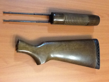 Hola.
Tengo en mi escopeta Mossberg la culata y el guardamanos sintetico, con lo cual tengo los originales 00