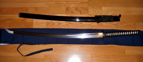 Katana Cold Steel Warrior con hoja de acero al carbono 1055 con BoHi (acanaladura). Totalmente funcional, 02
