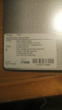 Vendo funda de cordura marca BIANCHI para revolver Colt Python de 6", Smith & Wesson y Ruger 62