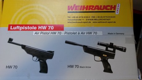 Vendo pistola de muelle Weihrauch hw 70 en estado impoluto y sin apenas uso. Calibre 4,5. En caja original.

Precio: 00