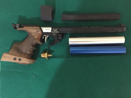 Vendo STEYR LP-1 COMPENSATOR aire.

Contrapeso, dos botellas y posibilidad de instalar miras mas cortas. 00