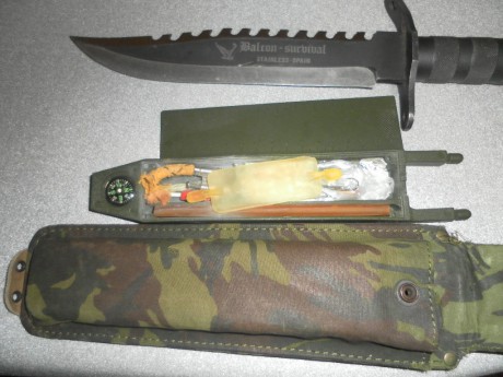 vendo cuchillo falcon survival. cuchillo de supervivencia con accesorios en la funda de camuflage . tirachinas 01