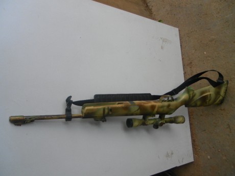 vendo carabina gamo shadow 100 del 4,5 pintada por mi en camuflage , tiene el cañon cortado pero funciona 00
