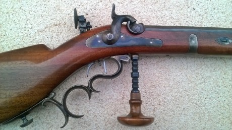 Hola amigos:
Una compañera del tiro vende este fusil Waadtländer Standard de Pedersoli, calibre .45. Era 01