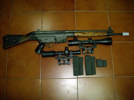 HOLA VENDO MI CETME Y LOS ACCESORIOS QUE SE VEN EXCEPTO LOS VISORES(CARGADORES,CARRILLERA,MONTURAS STANAG 00