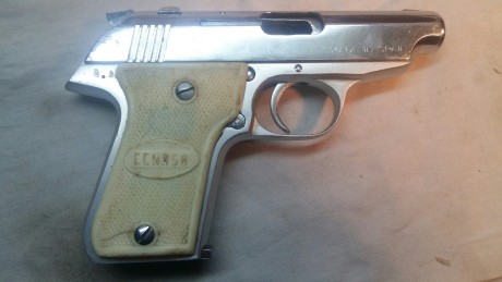 Vendo Pistola Española marca ECHASA inutilizada por fresado en recamara pa 1 Echasa 20160213_092406.jpg 10