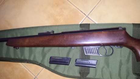 Buenos dias , vendo carabina Voere cal. 22 l.r con dos cargadores por 300 eur. Guiada en E 01