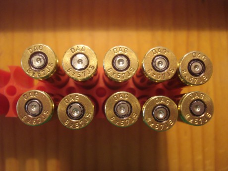 Vendo vainas DAG by RWS del calibre 8X57 JS con un solo tiro, el cuello lleva tratamiento térmico, lo 01